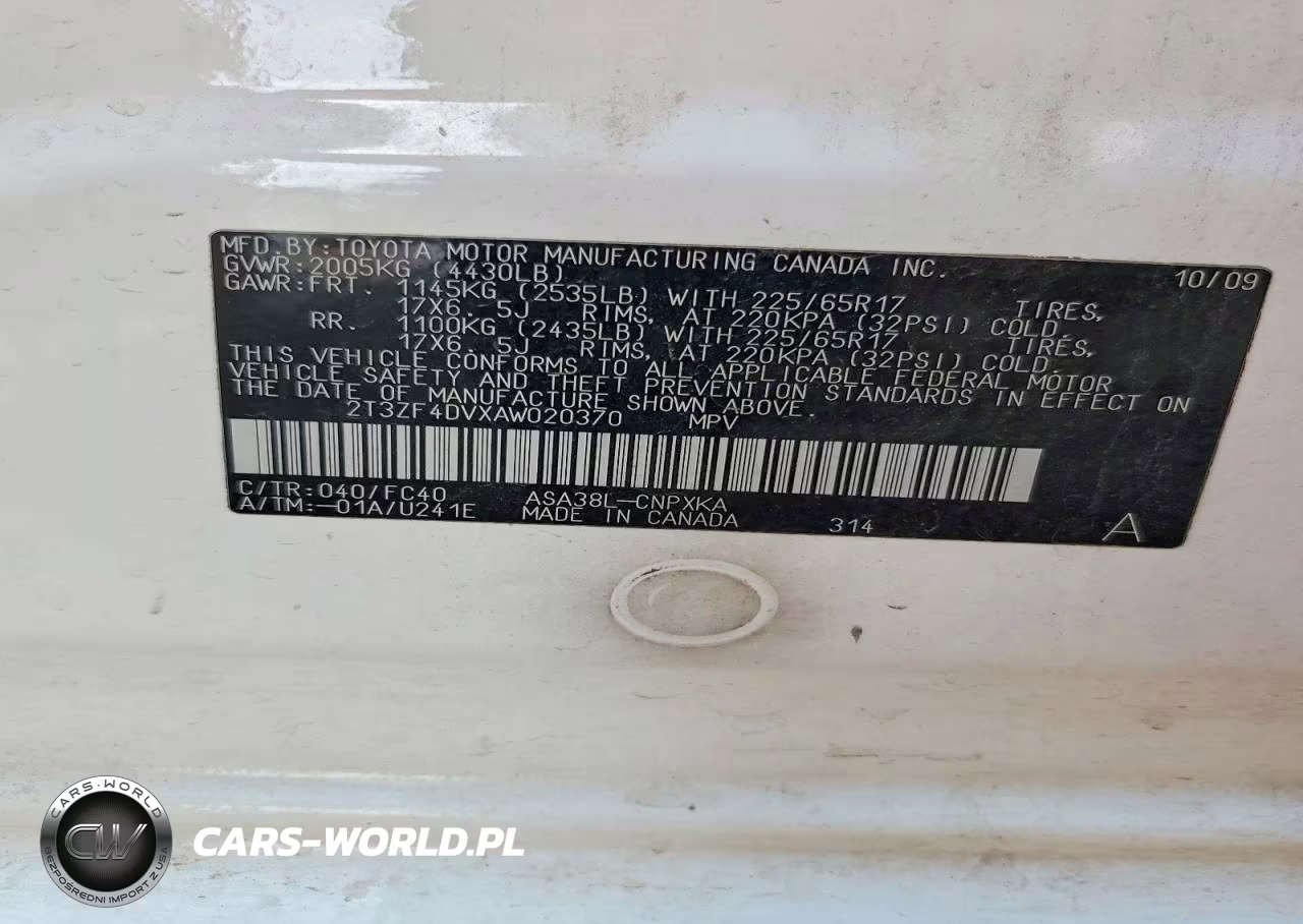 2010 Toyota Rav4 Base VIN:2T3ZF4DVXAW020370 - 12