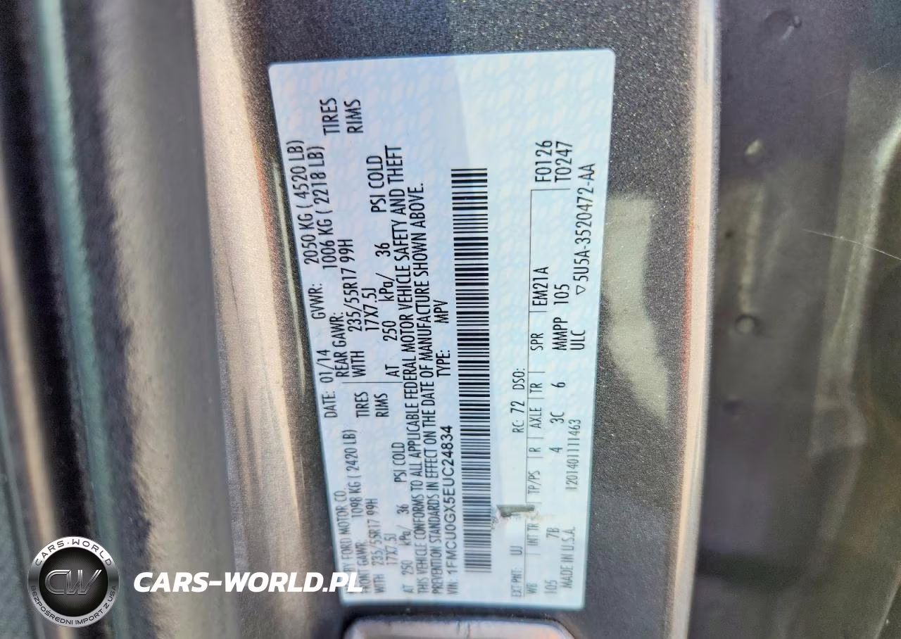 2014 Ford Escape Se VIN:1FMCU0GX5EUC24834 - 12