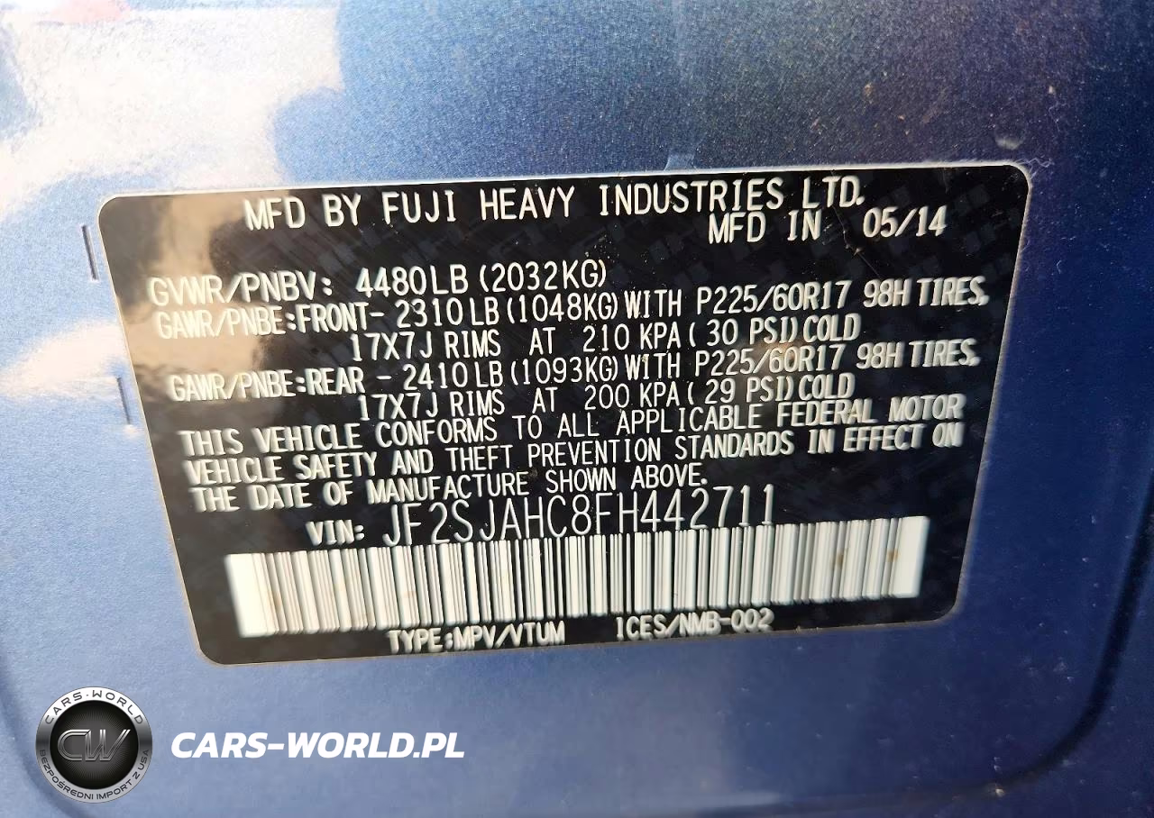 2015 Subaru Forester 2.5I Limited VIN:JF2SJAHC8FH442711 - 14