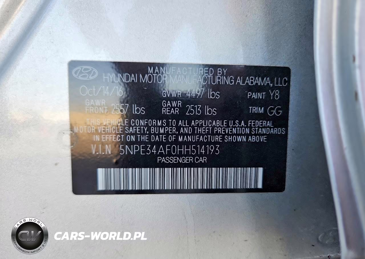 2017 Hyundai Sonata Sport VIN:5NPE34AF0HH514193 - 12