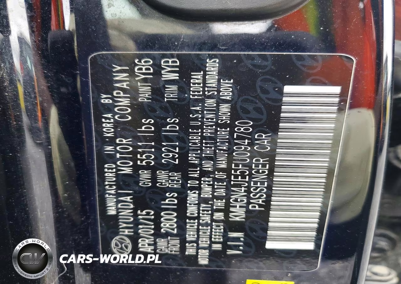 2015 Hyundai Genesis 3.8L VIN:KMHGN4JE5FU094780 - 12