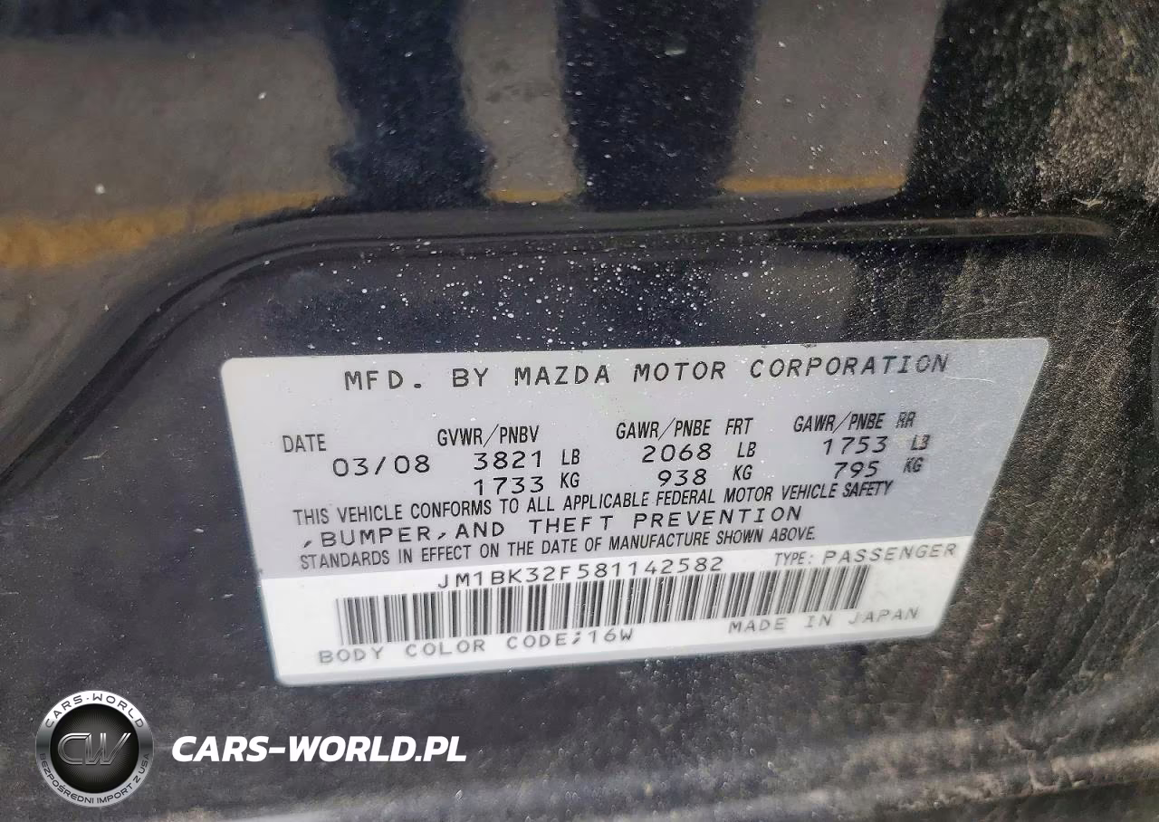 2008 Mazda 3 I VIN:JM1BK32F581142582 - 12