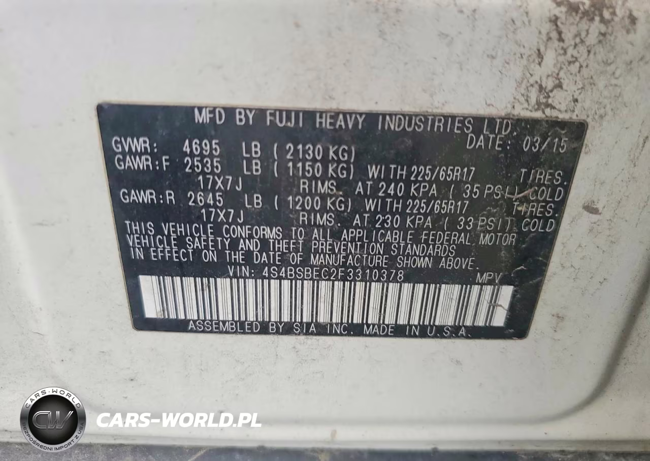 2015 Subaru Outback 2.5I Premium VIN:4S4BSBEC2F3310378 - 12