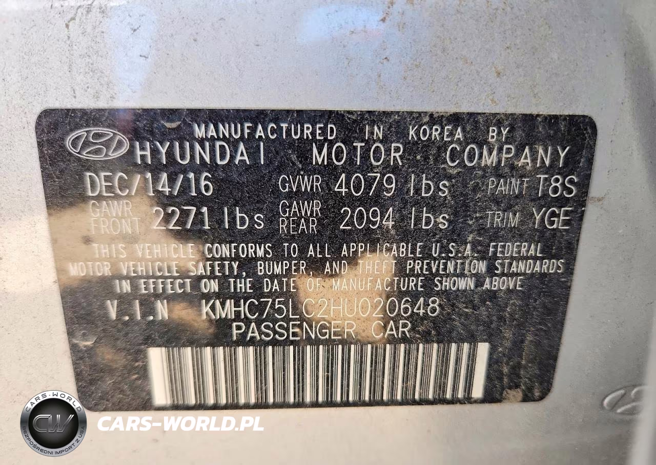 2017 Hyundai Ioniq Sel VIN:KMHC75LC2HU020648 - 12