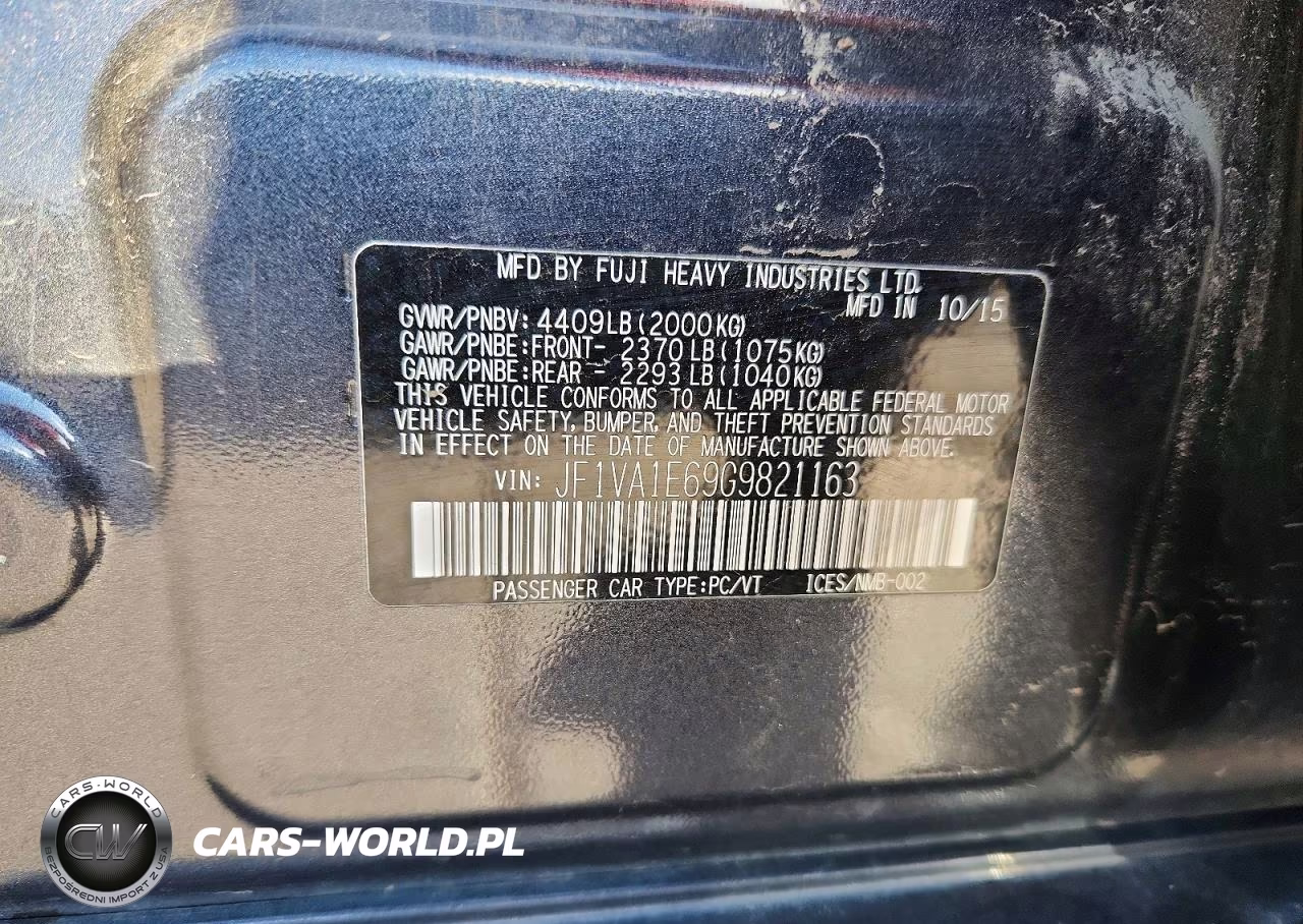 2016 Subaru Wrx Premium VIN:JF1VA1E69G9821163 - 12