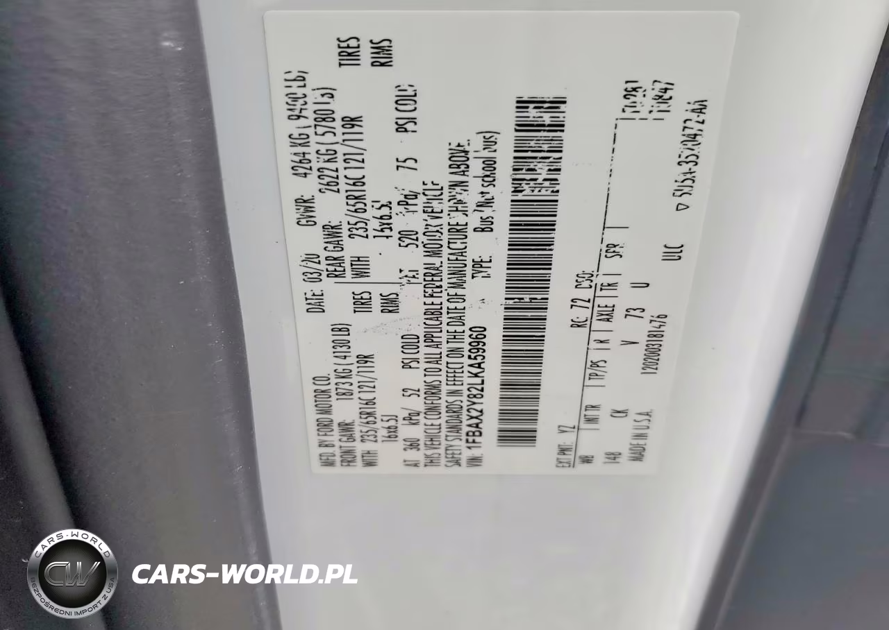2020 Ford Transit T-350 VIN:1FBAX2Y82LKA59960 - 13