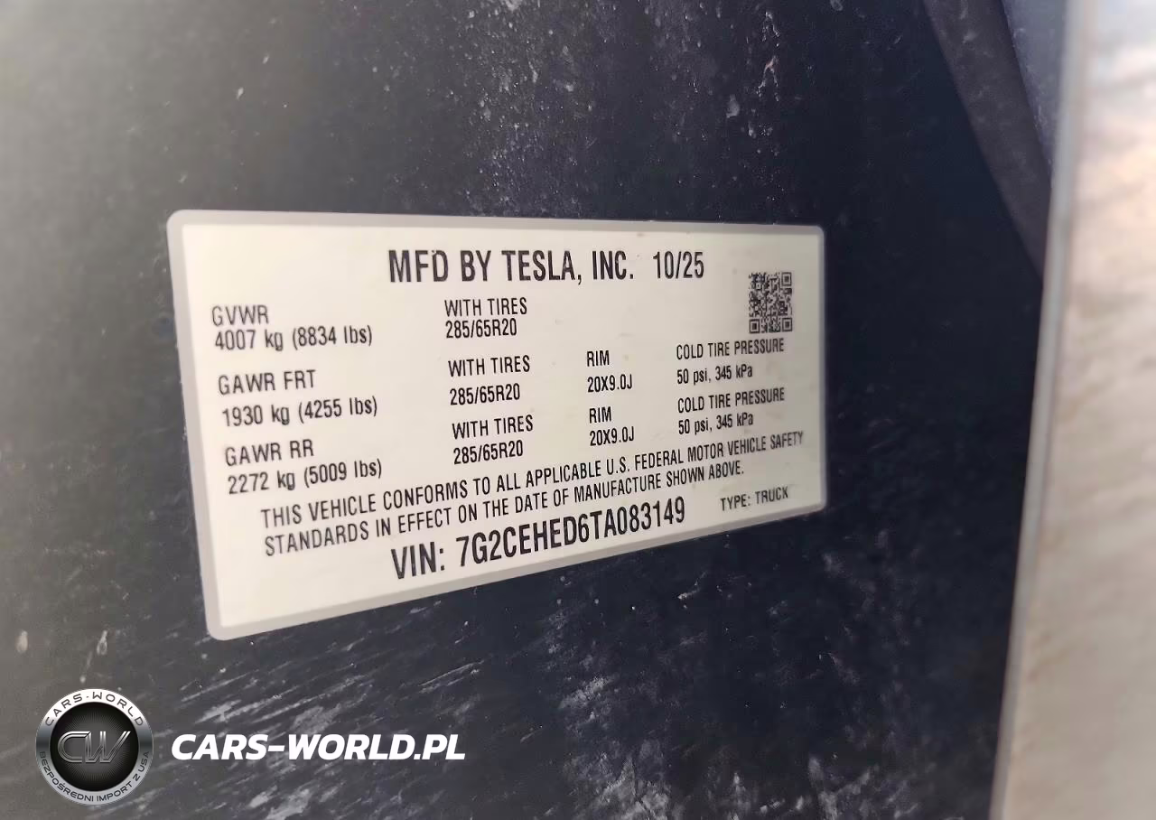 2026 Tesla Cybertruck VIN:7G2CEHED6TA083149 - 12