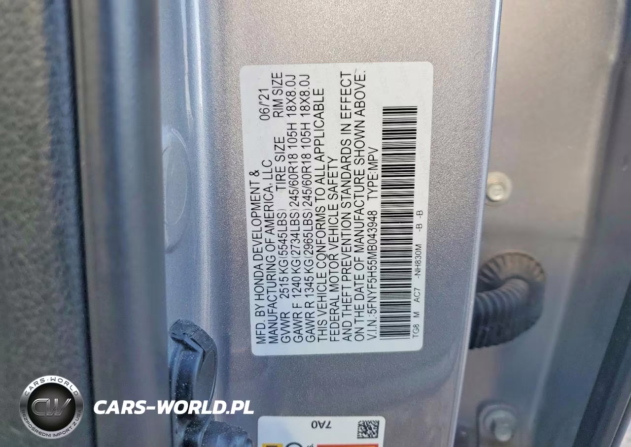 2021 Honda Pilot Exl VIN:5FNYF5H55MB043948 - 13