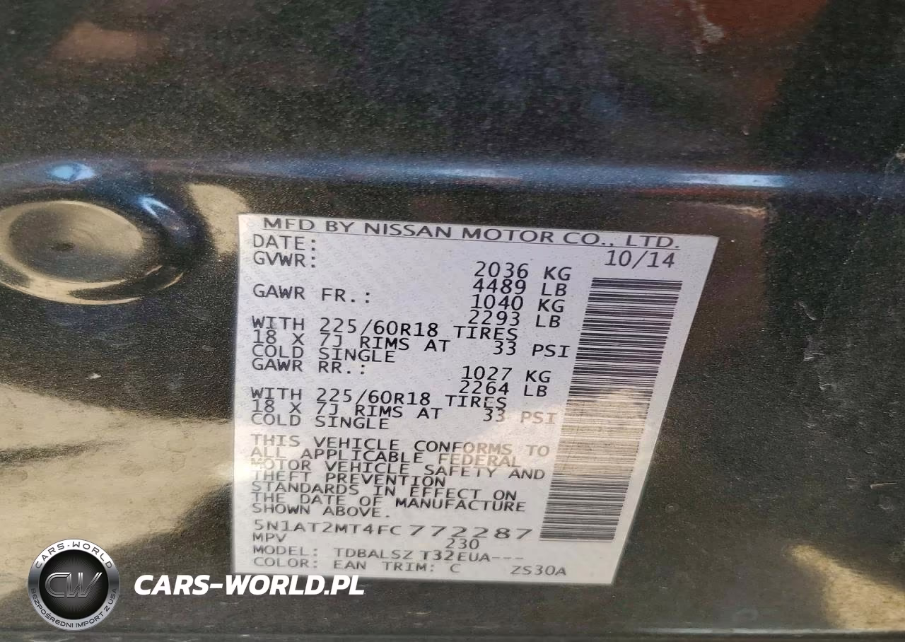 2015 Nissan Rogue Sl VIN:5N1AT2MT4FC772287 - 12