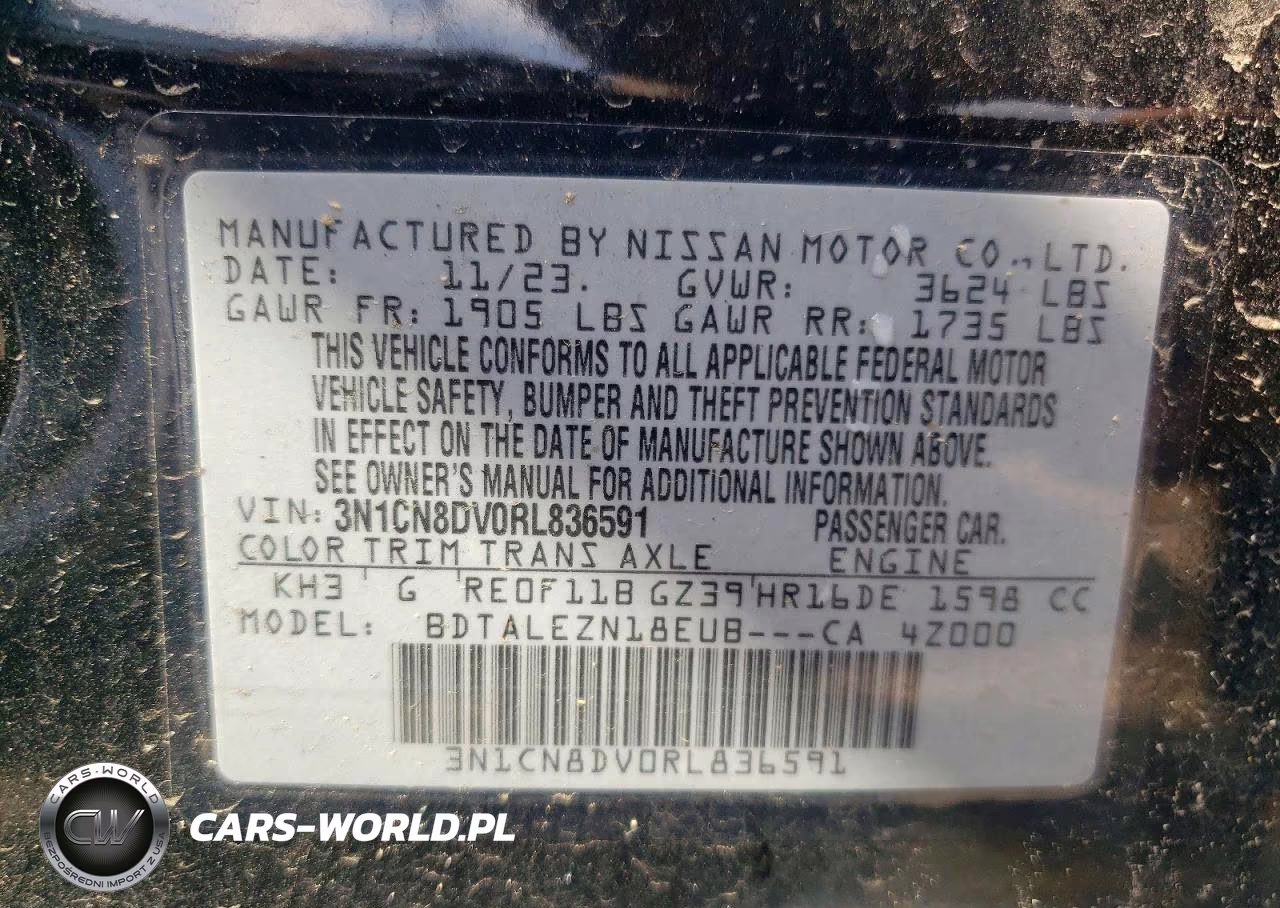 2024 Nissan Versa S VIN:3N1CN8DV0RL836591 - 12