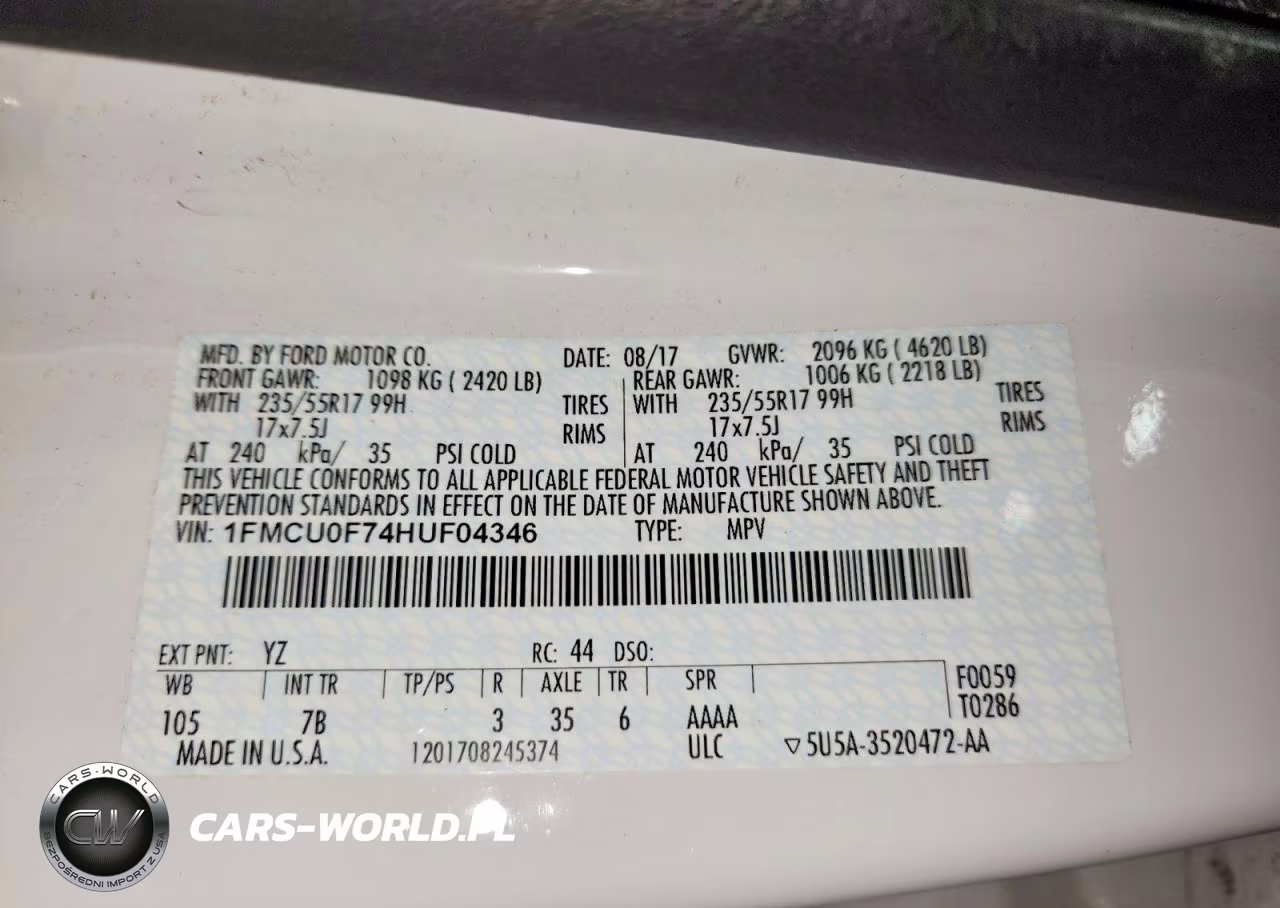2017 Ford Escape S VIN:1FMCU0F74HUF04346 - 13