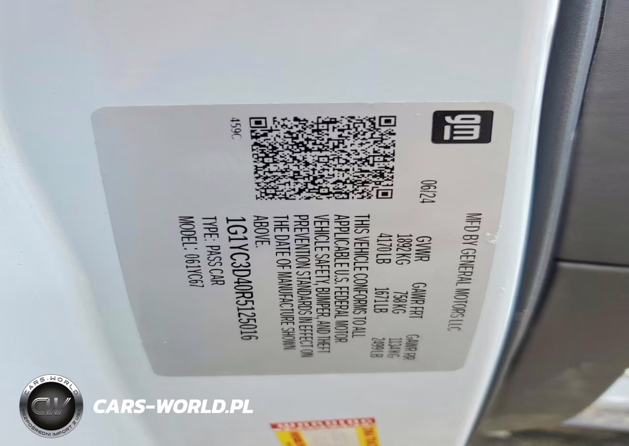 2024 Chevrolet Corvette Stingray 3Lt VIN:1G1YC3D40R5125016 - 12