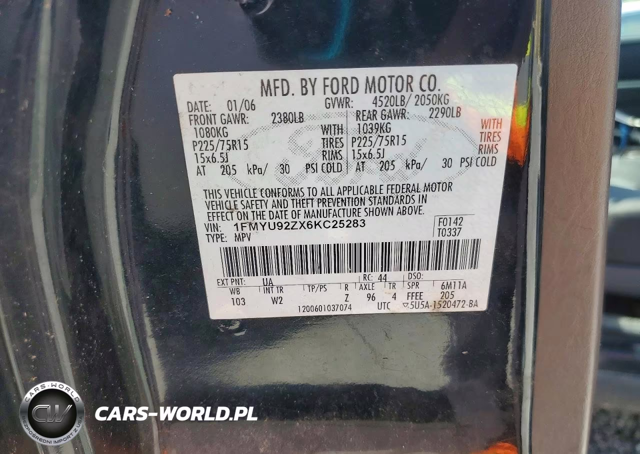 2006 Ford Escape Xls VIN:1FMYU92ZX6KC25283 - 13