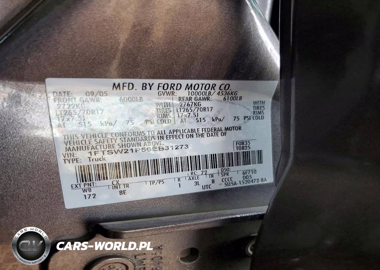 2006 Ford F250 Super Duty VIN:1FTSW21P56EB31273 - 12