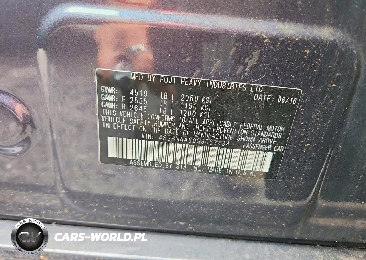 2016 Subaru Legacy 2.5I VIN:4S3BNAA60G3063434 - 12
