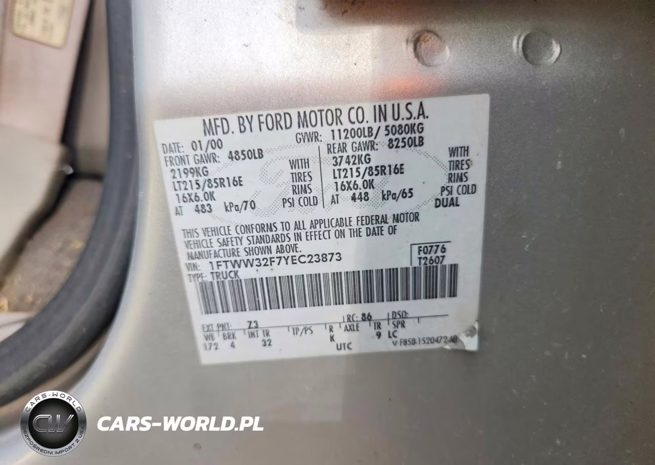 2000 Ford F350 Super Duty VIN:1FTWW32F7YEC23873 - 12