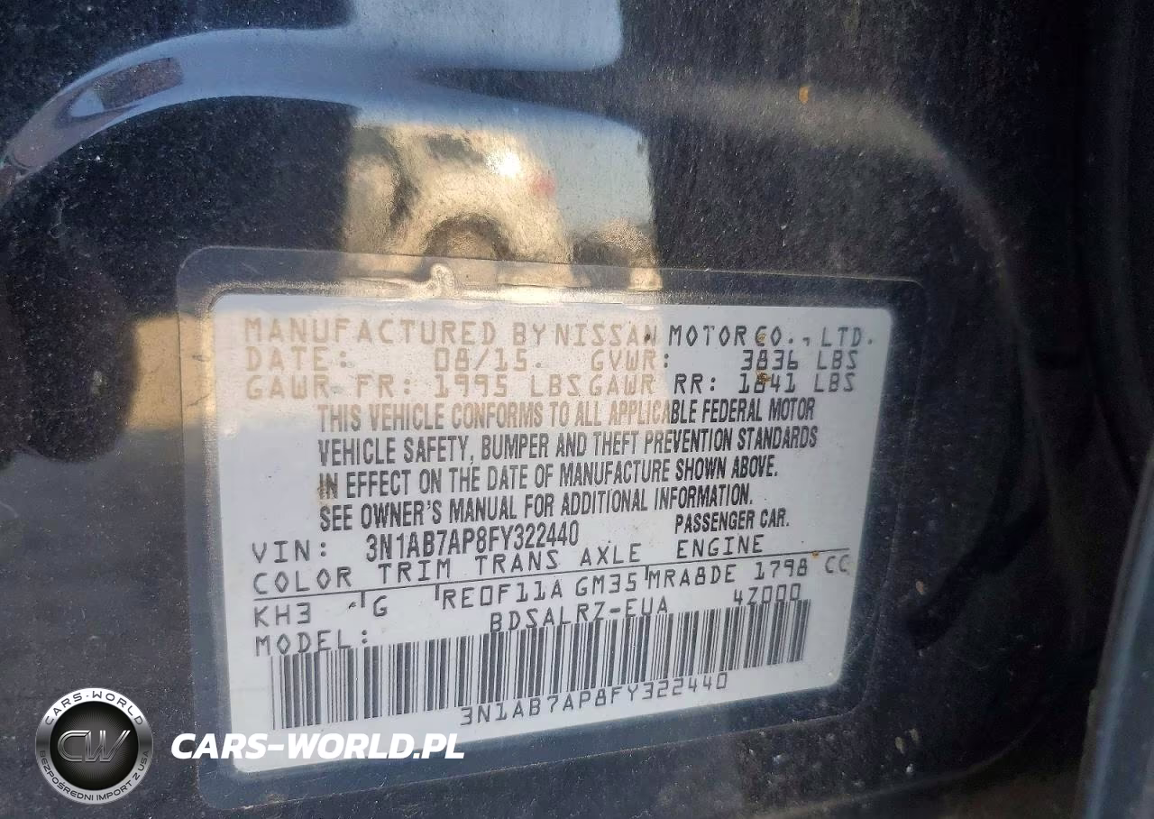 2015 Nissan Sentra Sr VIN:3N1AB7AP8FY322440 - 12