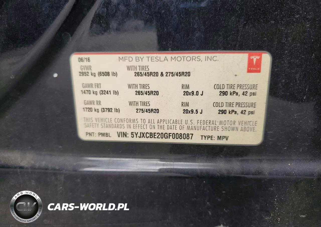 2016 Tesla Model X VIN:5YJXCBE20GF008087 - 12
