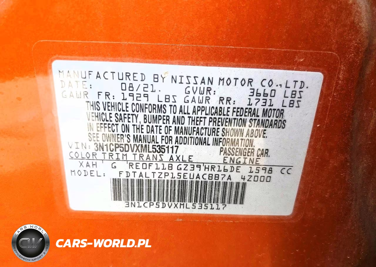 2021 Nissan Kicks Sr VIN:3N1CP5DVXML535117 - 13