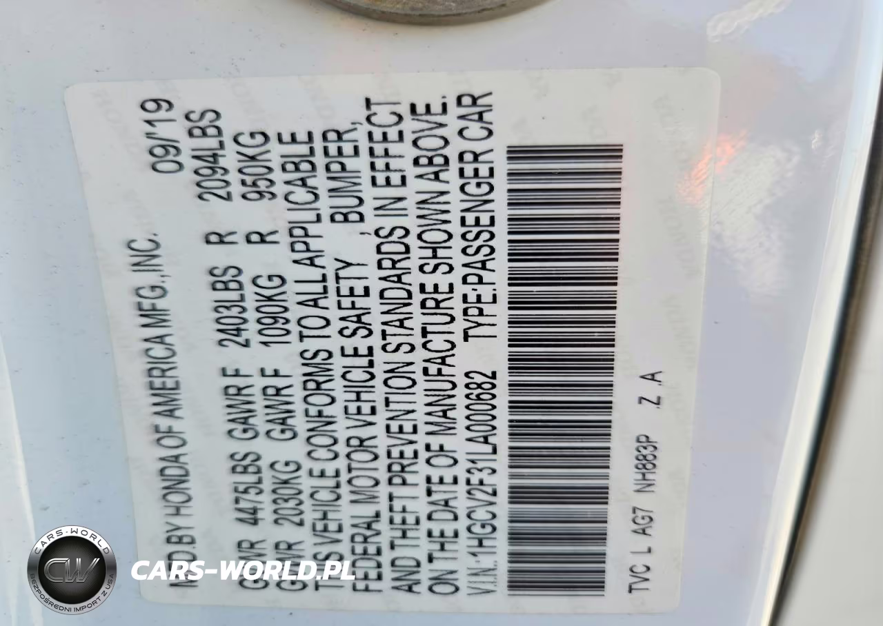 2020 Honda Accord Sport VIN:1HGCV2F31LA000682 - 12