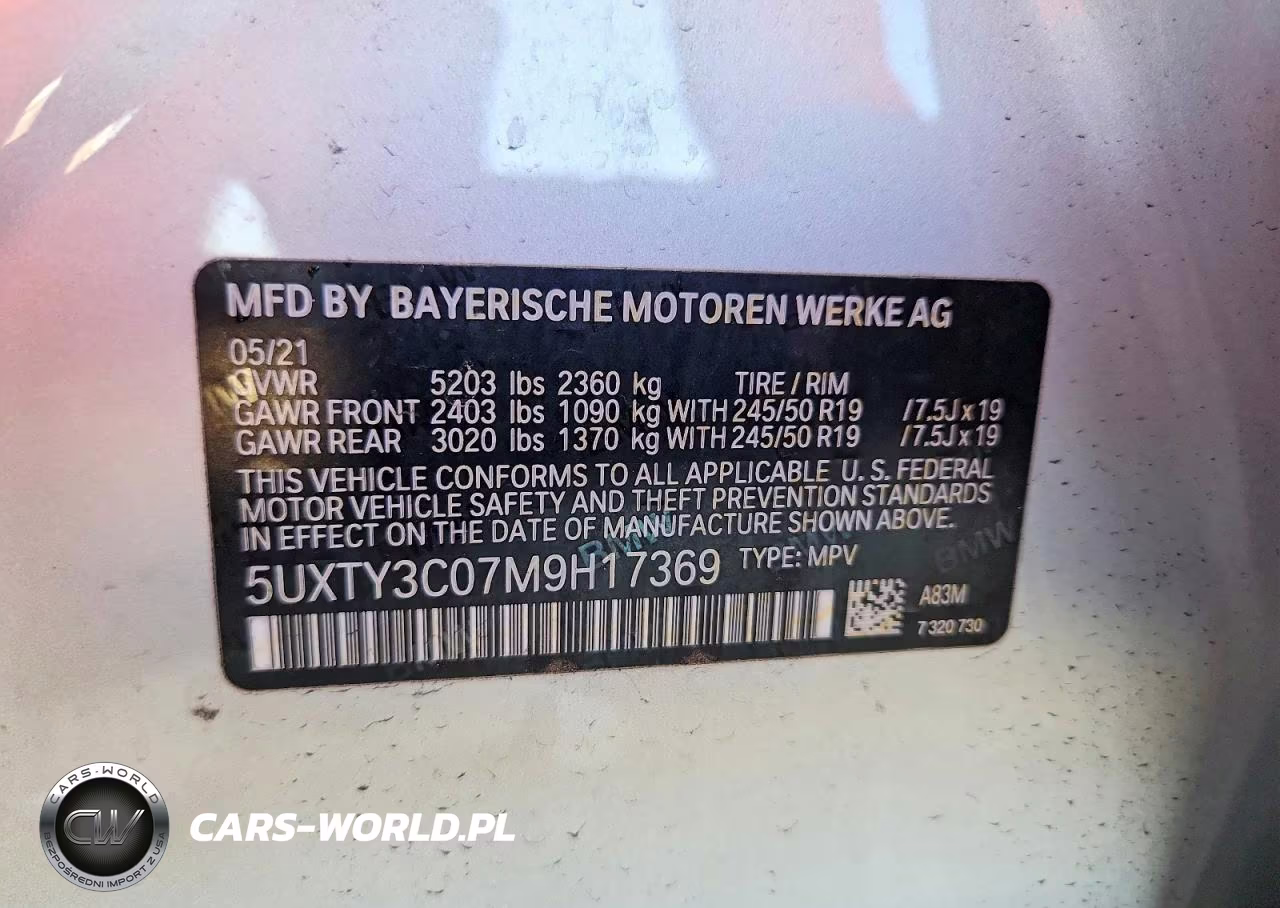 2021 BMW X3 Sdrive30I VIN:5UXTY3C07M9H17369 - 13