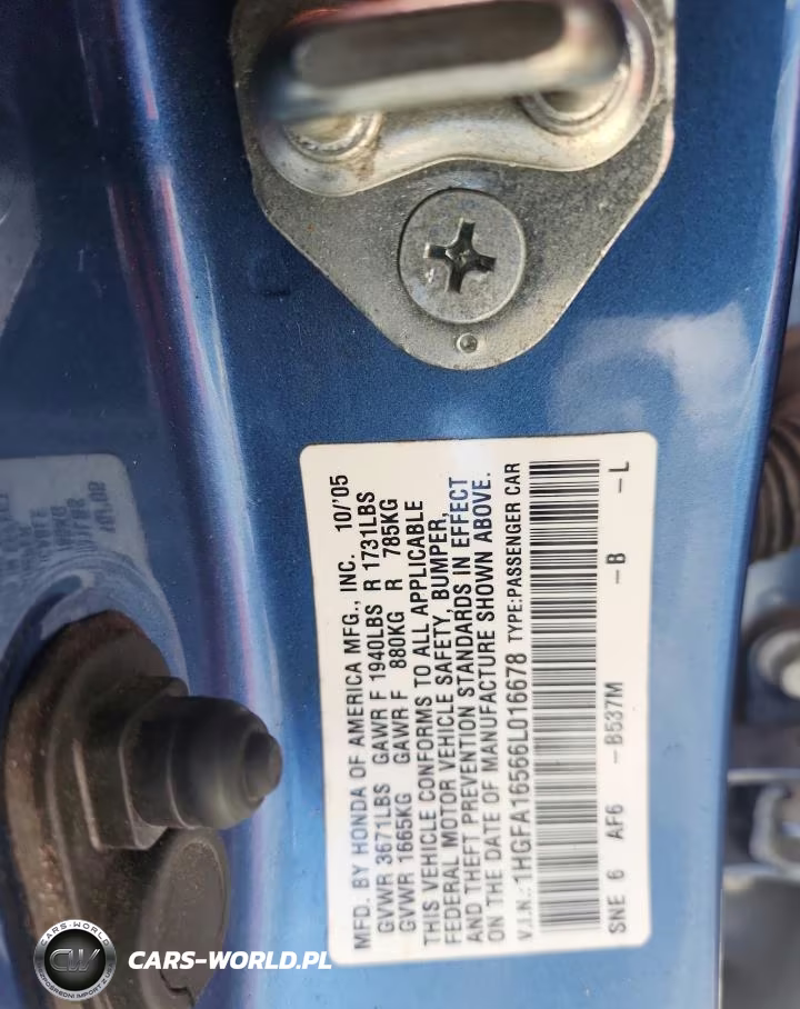 2006 Honda Civic Lx VIN:1HGFA16566L016678 - 12