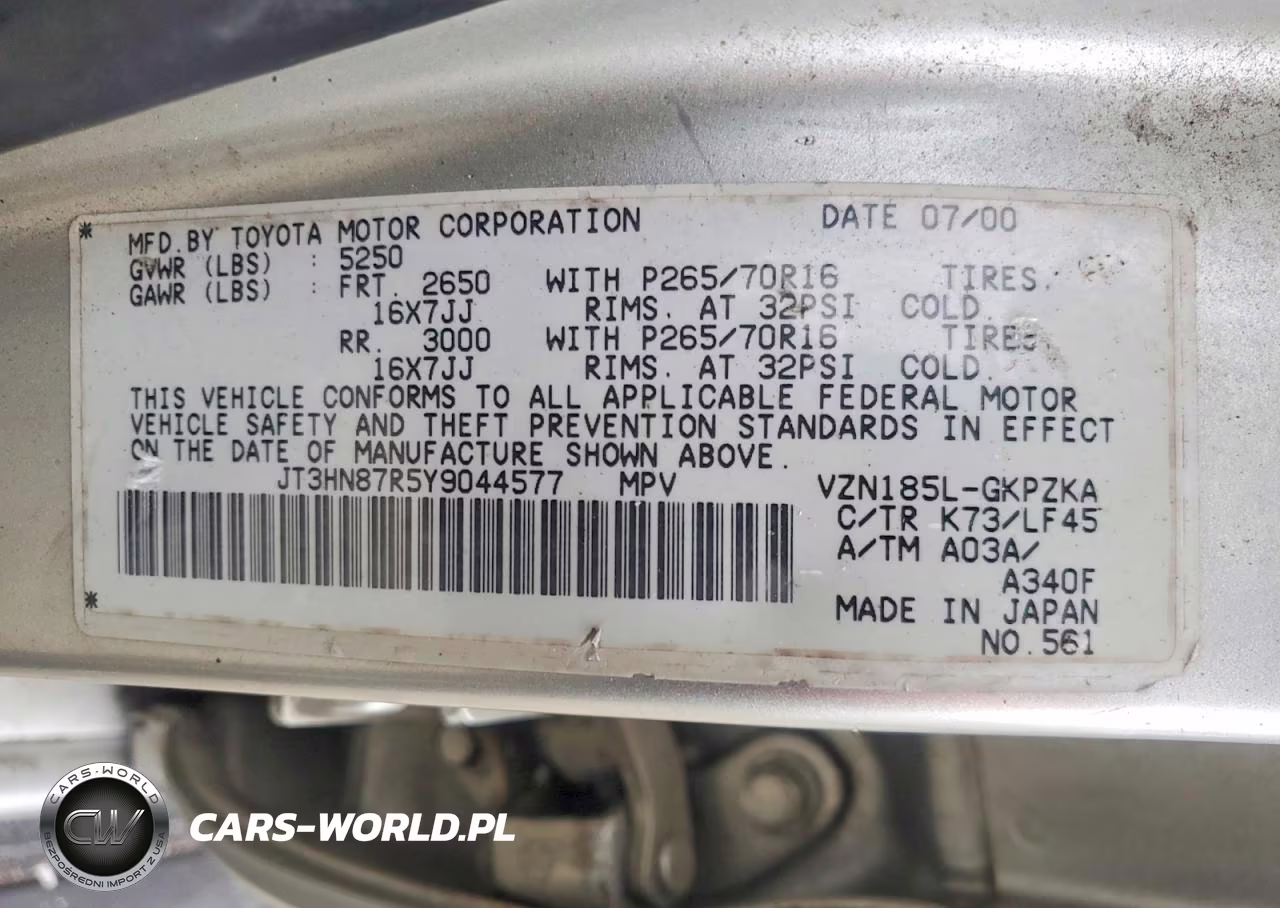 2000 Toyota 4Runner Limited VIN:JT3HN87R5Y9044577 - 13