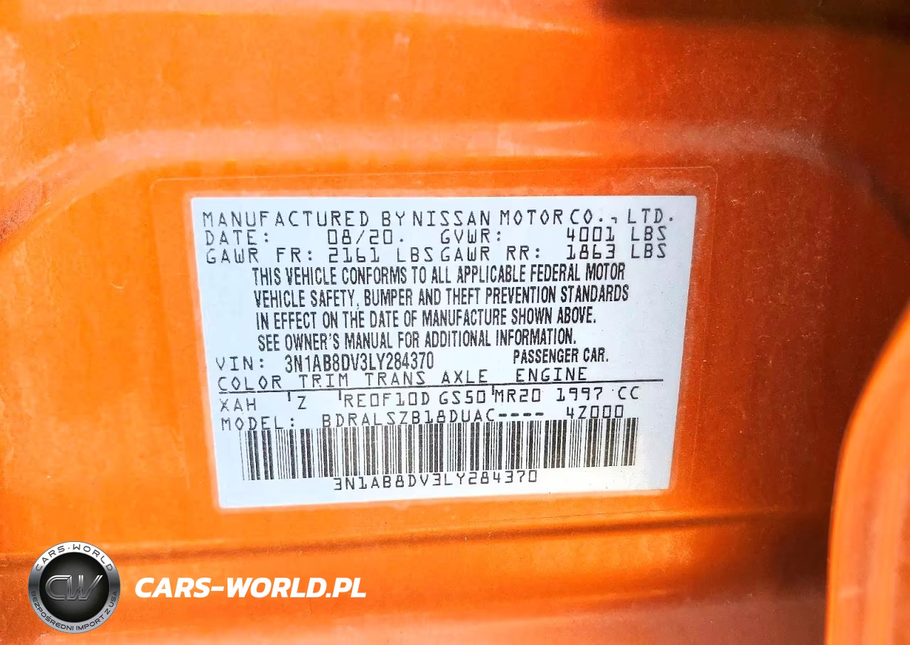 2020 Nissan Sentra Sr VIN:3N1AB8DV3LY284370 - 12