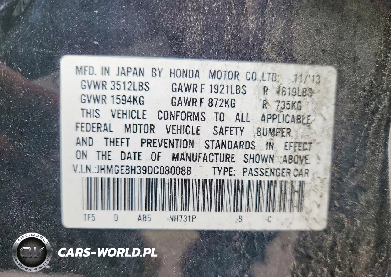 2013 Honda Fit VIN:JHMGE8H39DC080088 - 12