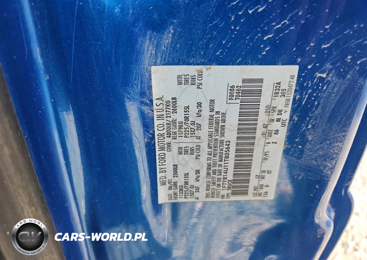 2001 Ford Ranger Super Cab VIN:1FTYR14U11TB05643 - 12