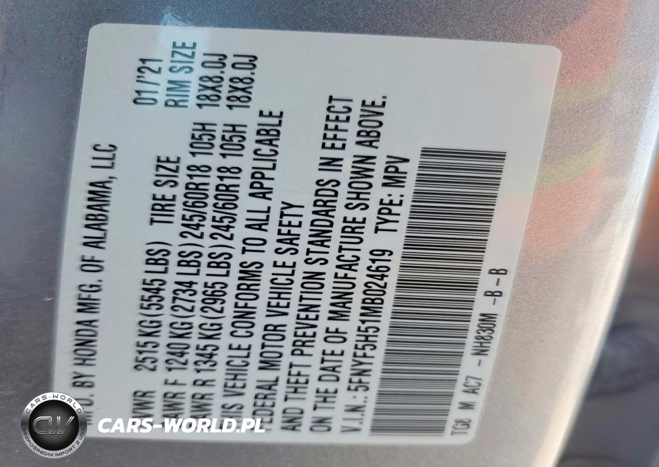 2021 Honda Pilot Exl VIN:5FNYF5H51MB024619 - 13