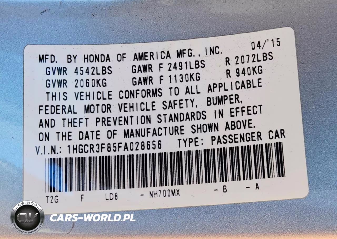 2015 Honda Accord Exl VIN:1HGCR3F85FA028656 - 12