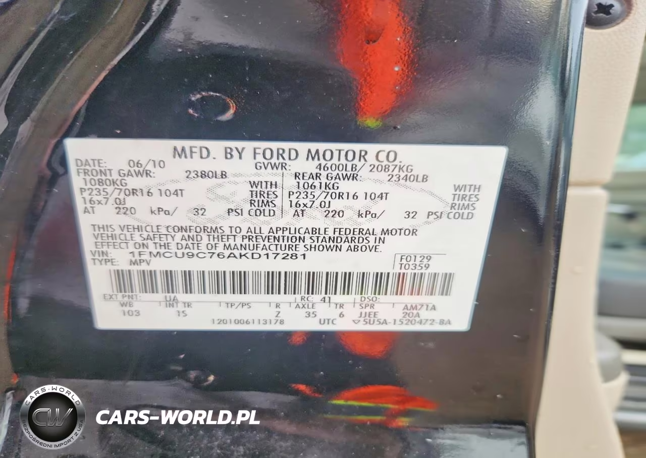 2010 Ford Escape Xls VIN:1FMCU9C76AKD17281 - 12