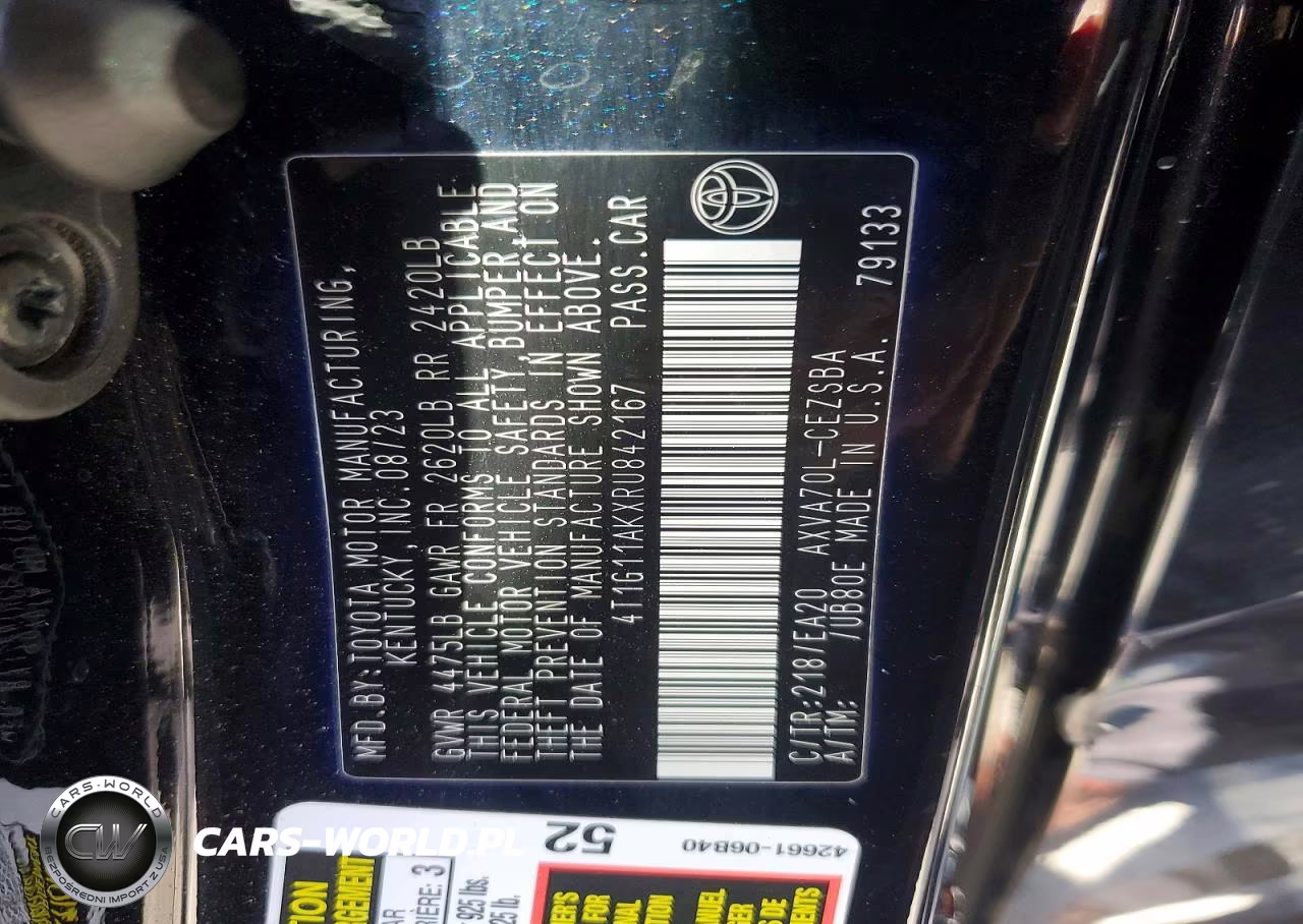 2024 Toyota Camry Se VIN:4T1G11AKXRU842167 - 12