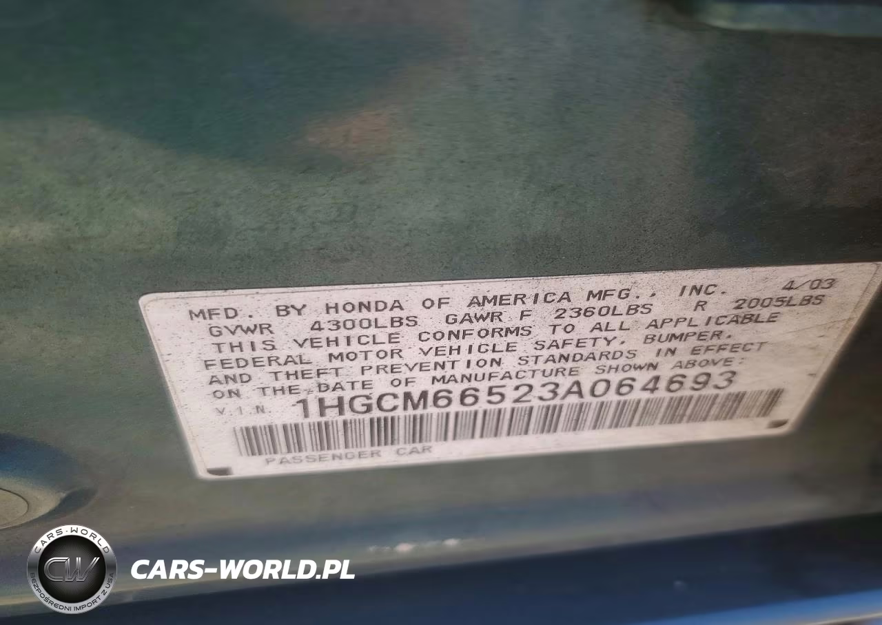 2003 Honda Accord Ex VIN:1HGCM66523A064693 - 12