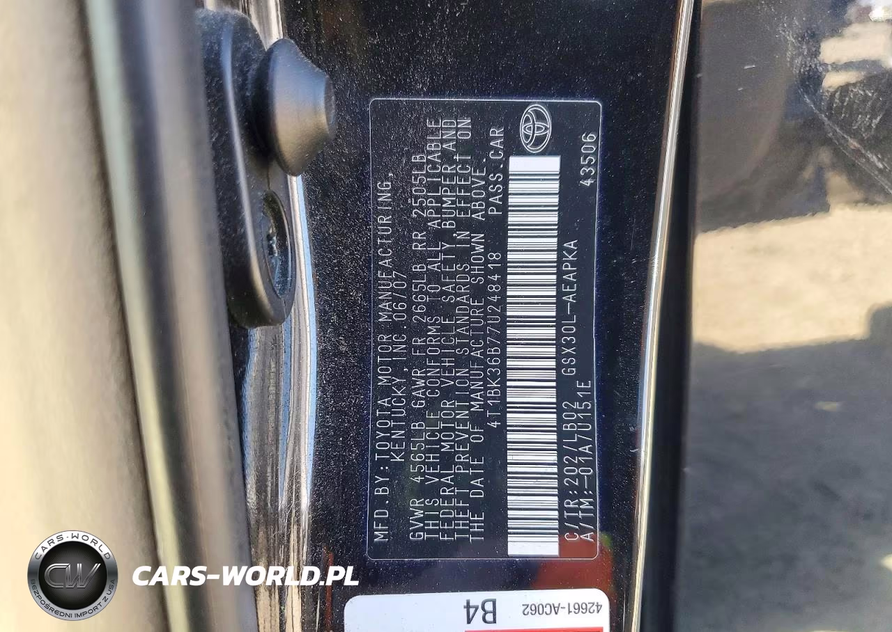 2007 Toyota Avalon Limited VIN:4T1BK36B77U248418 - 12