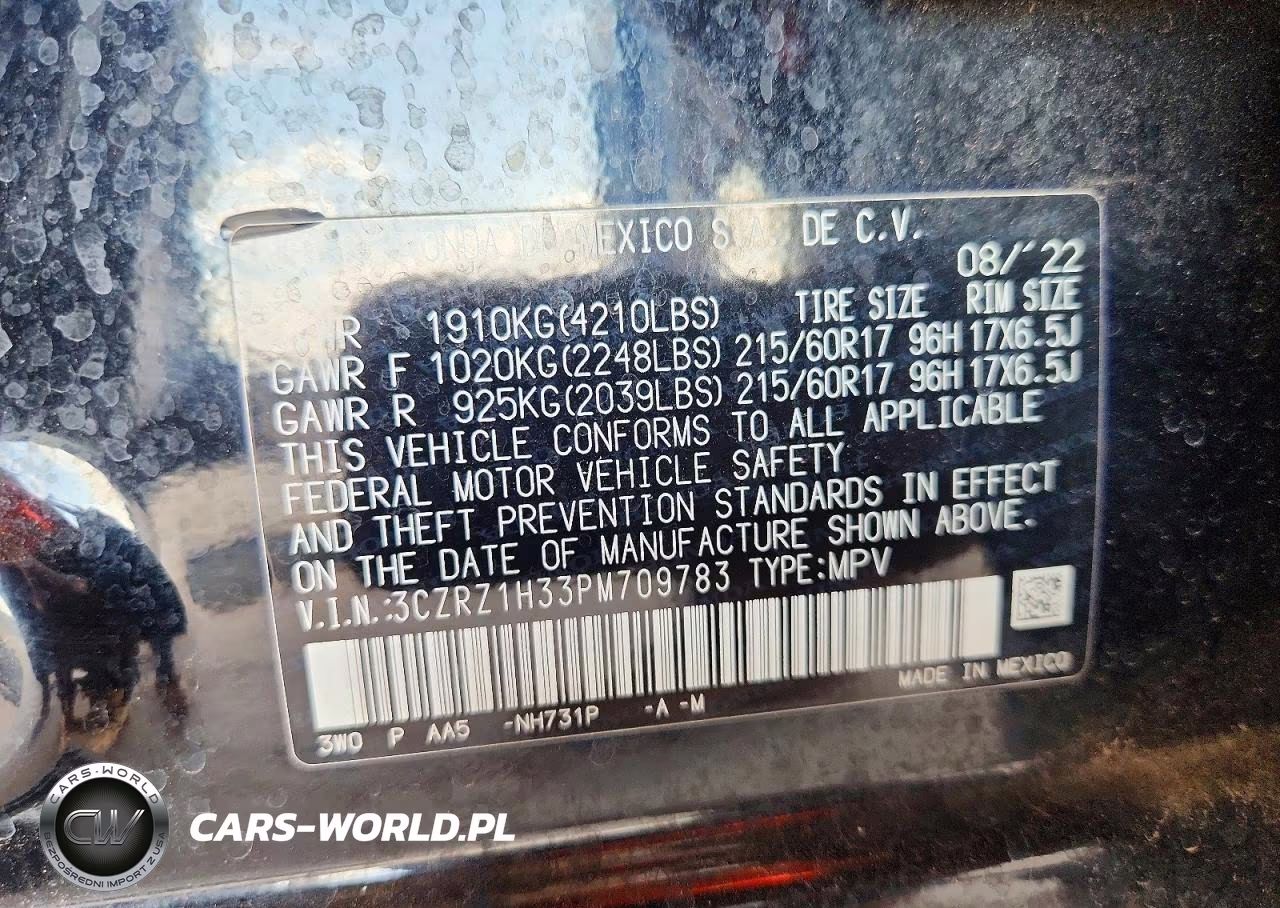 2023 Honda Hr-V Lx VIN:3CZRZ1H33PM709783 - 14
