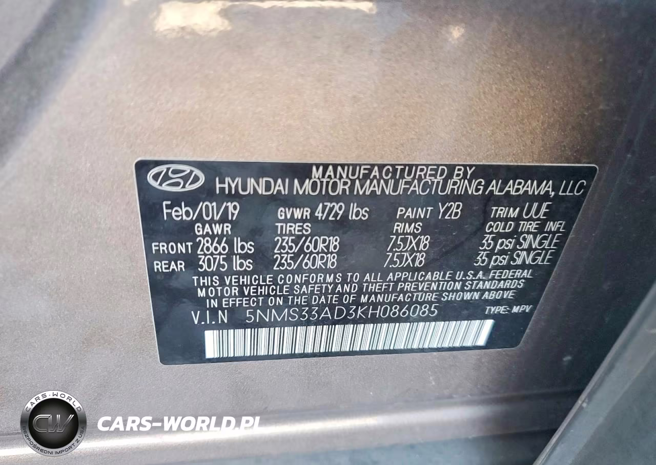 2019 Hyundai Santa Fe Sel Plus 2.4L VIN:5NMS33AD3KH086085 - 13