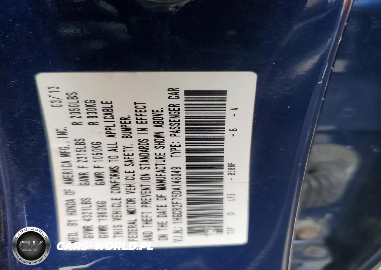 2013 Honda Accord Ex VIN:1HGCR2F75DA148049 - 12