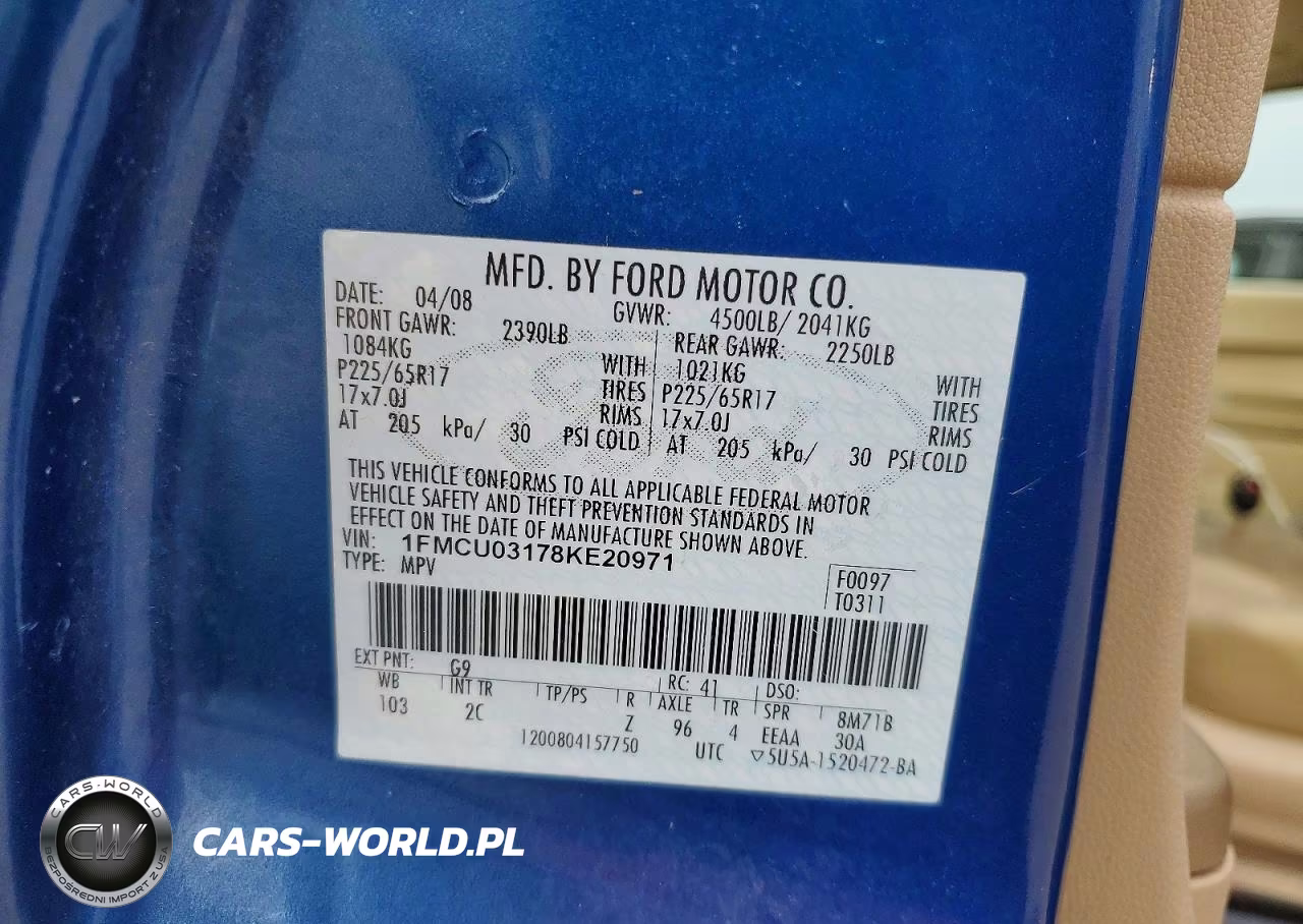 2008 Ford Escape Xlt VIN:1FMCU03178KE20971 - 13