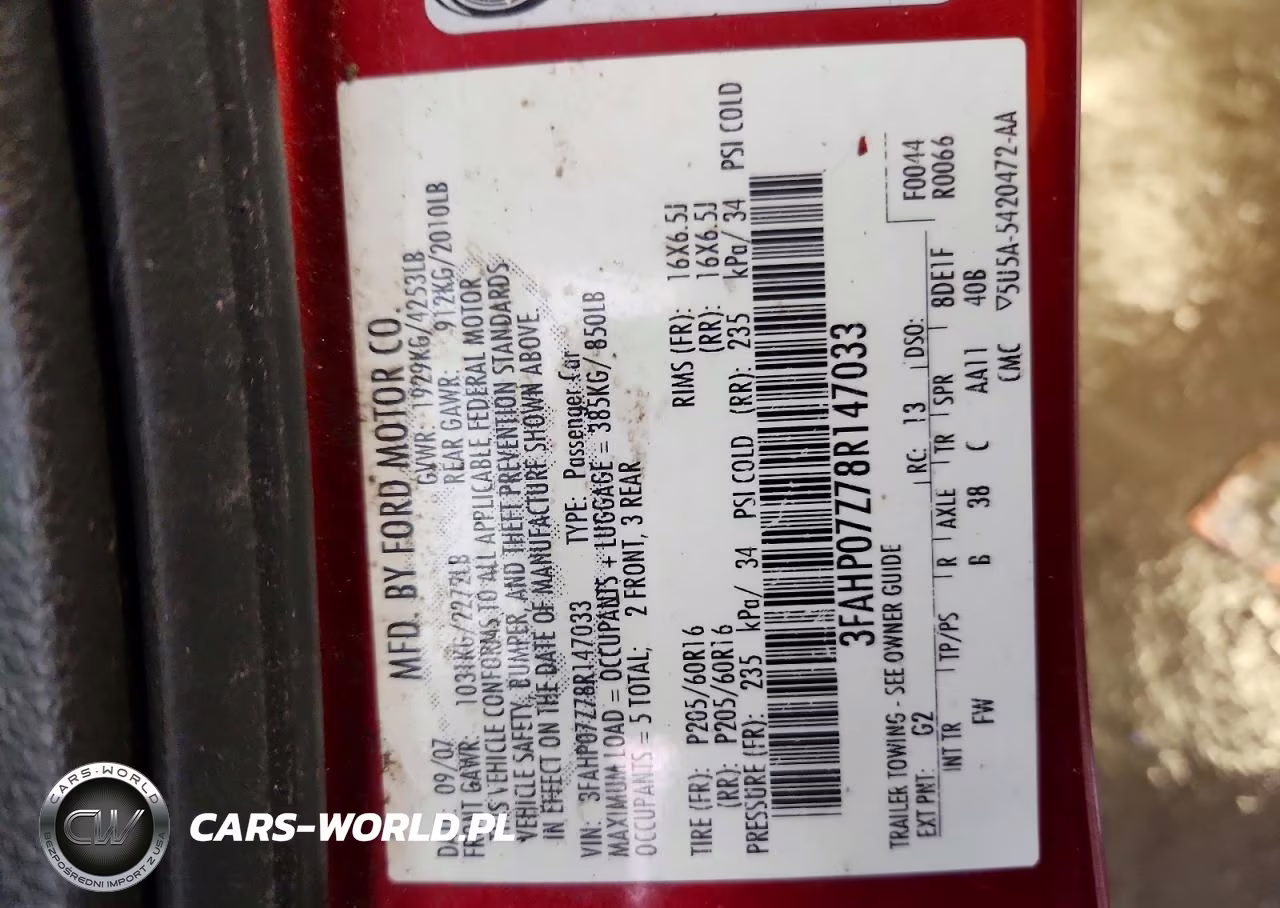 2008 Ford Fusion Se VIN:3FAHP07Z78R147033 - 12