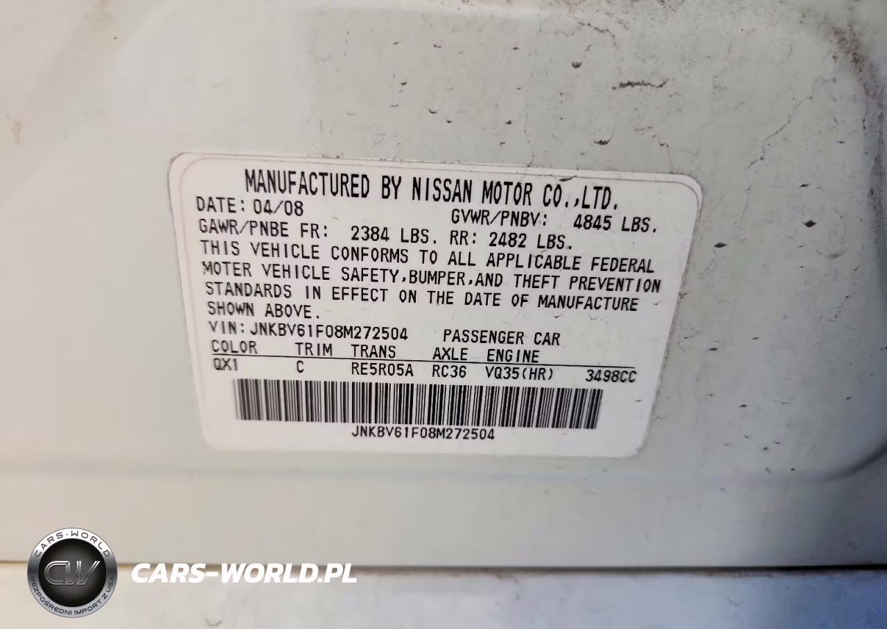 2008 Infiniti G35 X VIN:JNKBV61F08M272504 - 12