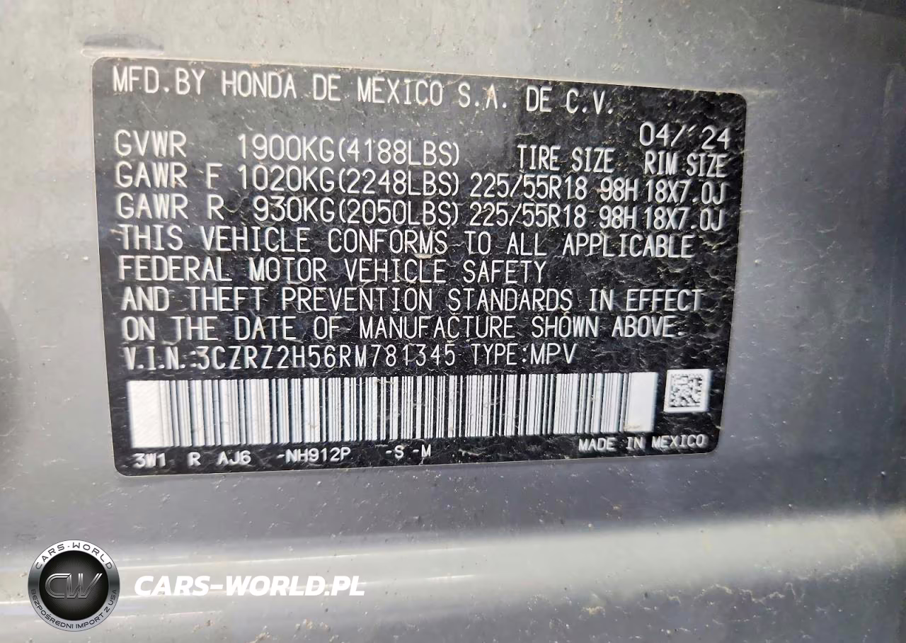 2024 Honda Hr-V Sport VIN:3CZRZ2H56RM781345 - 13