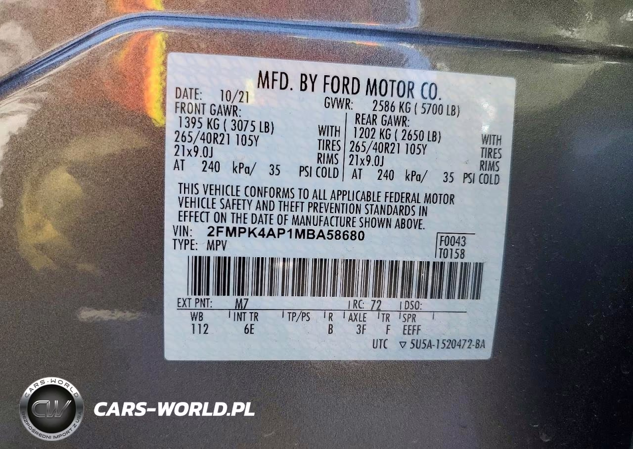 2021 Ford Edge St VIN:2FMPK4AP1MBA58680 - 12