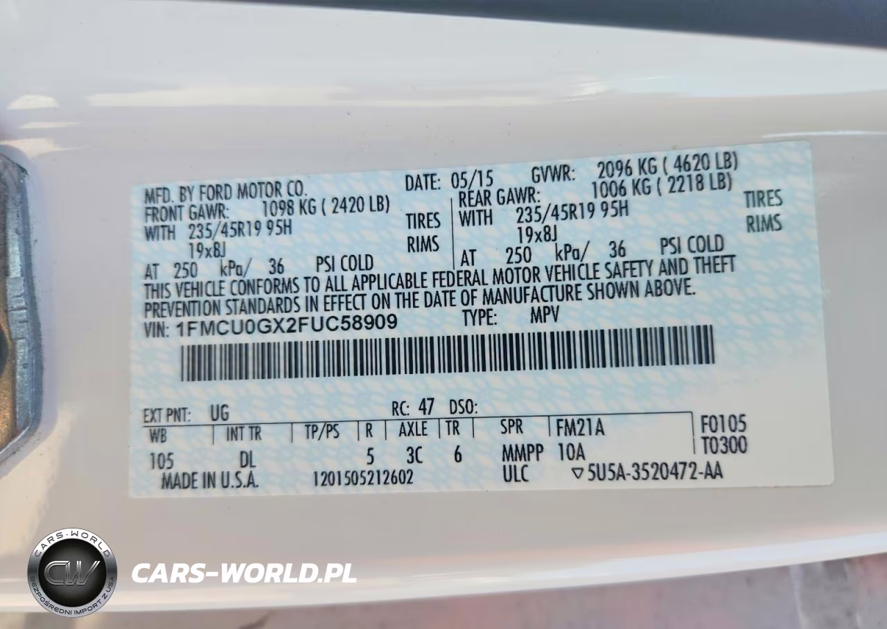 2015 Ford Escape Se VIN:1FMCU0GX2FUC58909 - 13
