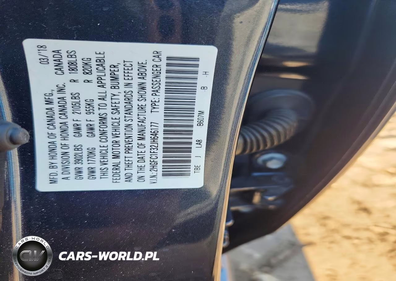 2018 Honda Civic Ex VIN:2HGFC1F32JH646177 - 13