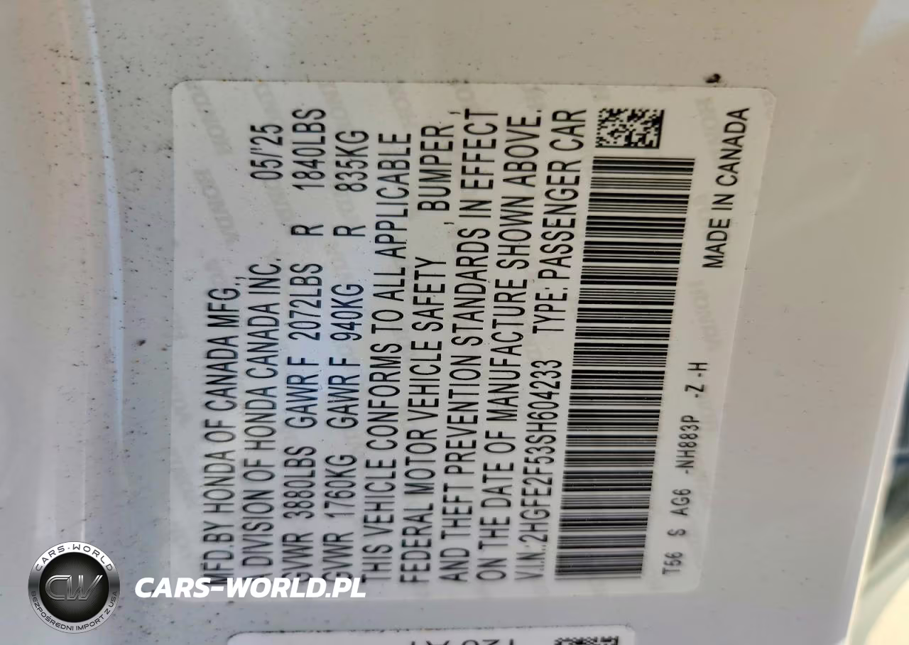 2025 Honda Civic Sport VIN:2HGFE2F53SH604233 - 13
