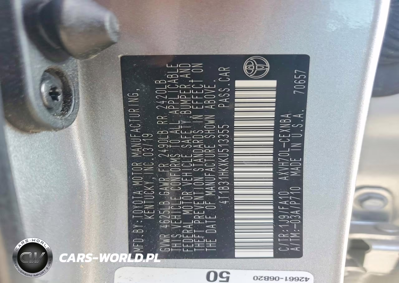 2019 Toyota Camry Le VIN:4T1B31HKXKU513355 - 12