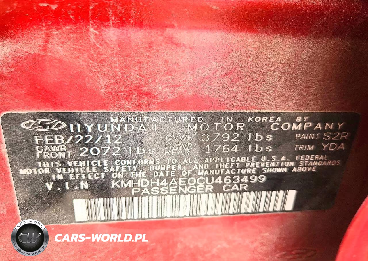 2012 Hyundai Elantra Gls VIN:KMHDH4AE0CU463499 - 13