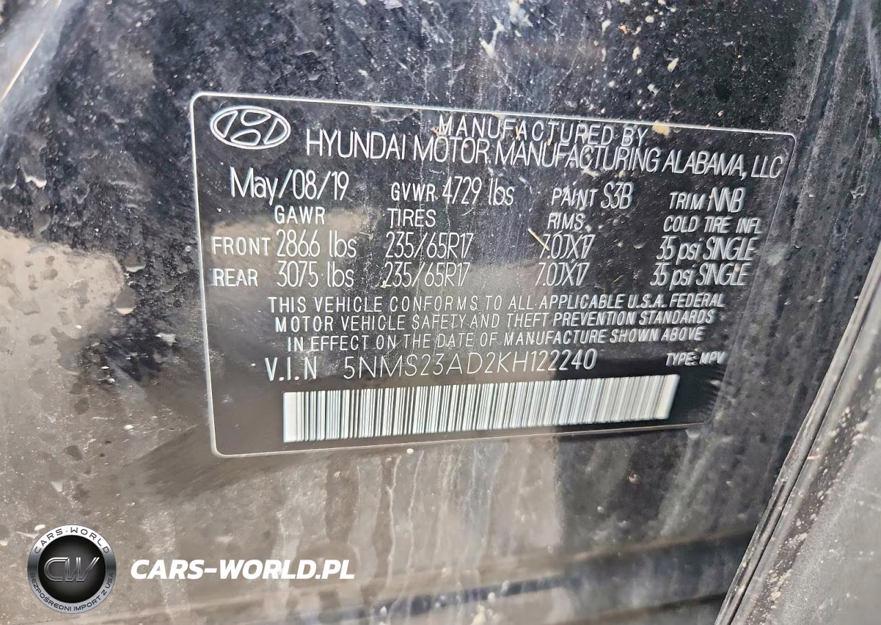 2019 Hyundai Santa Fe Se VIN:5NMS23AD2KH122240 - 13